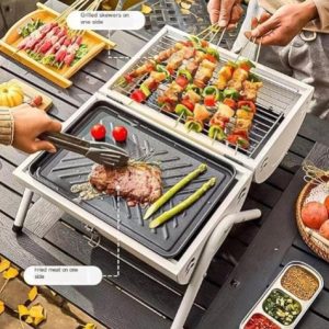 Portable Iron BBQ Grill With Hob