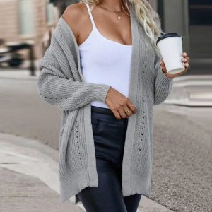 Knitwear Loose Large Size Mid-length Split Cardigan Sweater