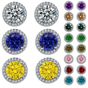 Inlaid Zircon Earrings Color Gem Female