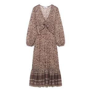 Women's Fashion French Retro Printing Dress