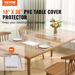 Clear Table Cover Protector,Table Cover, 1.5 Mm Thick PVC Plastic Tablecloth, Waterproof Desktop Protector For Writing Desk, Coffee Table, Dining Room Table