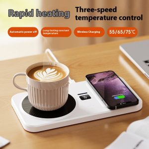 Multifunctional Smart Thermal Cup Pad with Wireless Charging and Heating Base