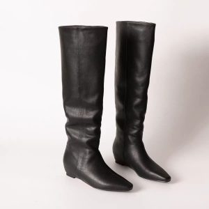 Retro Style Square Toe Flat Bottom Tall Knight Boots