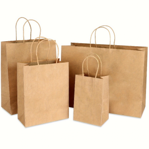 4 Types, Natural Wood Color Gift Bags - 40 Pieces
