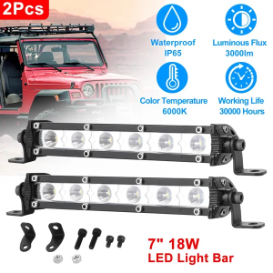 Light Bar Single Row Offroad Spot Lights 18W Ultra Slim Straight