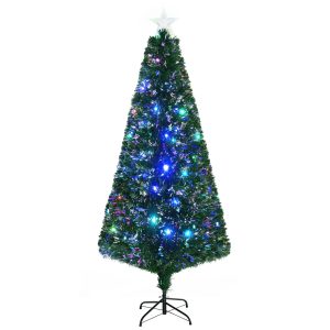 6FT Pre-lit LED Artificial Christmas Tree Scattered Holiday With Stand, Green