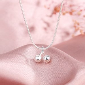 Silver Cherry Necklace Female High Sense Niche