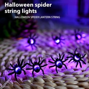 LED Purple Spider String Lights for Halloween Decoration