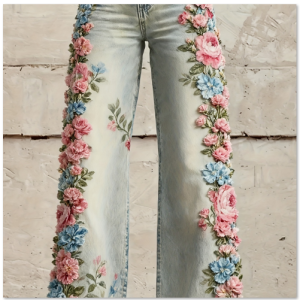 Elegant Floral Pattern Women's Trousers