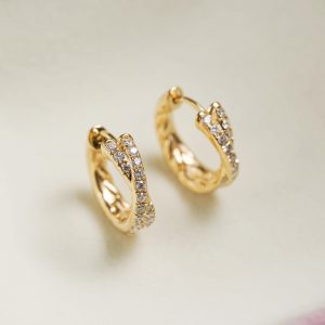 Cross Double Row Diamond Version Exquisite Commuter Style Twist Earrings