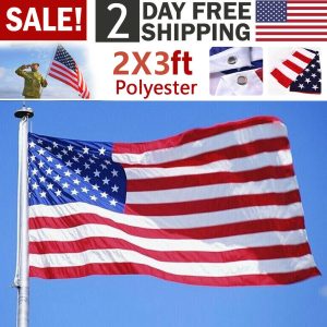 2 X 3 FT American Flag US USA National Double Sided Polyester Brass Grommets 60x90cm Flag
