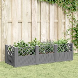 Planter with Ground Spikes Light Grey 123.5x43.5x43.5 cm PP