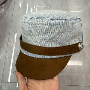 Japanese-style Retro Flat-top Cap Denim Women's Spring And Autumn Color Matching Flat Top