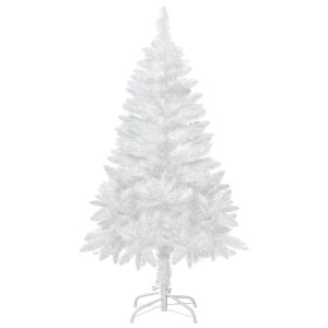 4ft Artificial Christmas Tree With Pine Realistic Branches, Auto Open, For Indoor Decoration, White