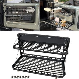 Tailgate Table Rear Foldable Cargo Shelf Aluminum Alloy Storage Shelf MOLLE Panel For Ford Bronco 2021-2024
