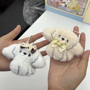 Cute Bichon Puppy Plush Toy Bag Package Pendant Couple Schoolbag Ornaments High-grade Car Key Chain