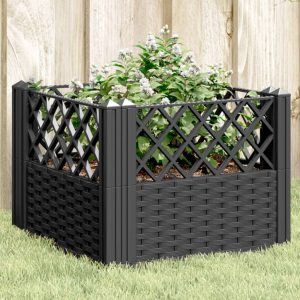Planter with Ground Spikes Black 43.5x43.5x43.5 cm PP