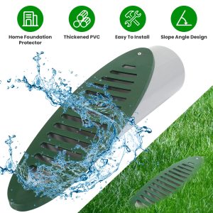 1Pc 4Inch Green Angled Yard Drainage Pipe With Sloped Grate Yard Drain Emitter For Sump Discharge Downspout Extensions Inlet Outlet Yard Drain Compatible With 4in Connections