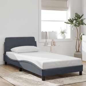 Dover Bed Frame Dark Grey 100x200 cm Velvet