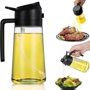 2 In1 Oil Spray Bottle Glass Kitchen Barbecue Cooking Olive Oil Dispenser Oil