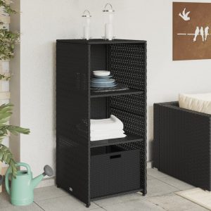 Garden Cabinet Black 50x55x115 cm Poly Rattan