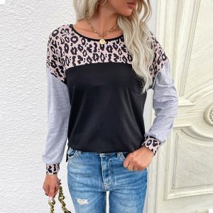 Women's Street Pullover Round Neck Patchwork Sweater