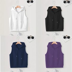 Women's Sleeveless Slim-fit Cardigan Zip Sweater