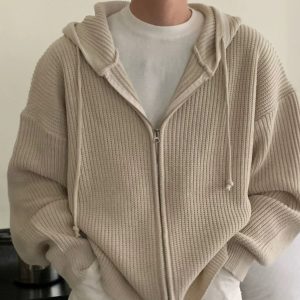 Idle Style Hooded Sweater Coat Men's Loose High Sense