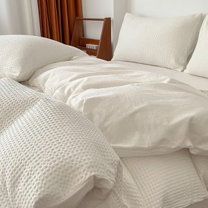 Cotton Hotel White Quilt Cover Light Luxury And Simplicity Bed Sheet Three-piece Set