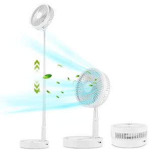 Portable Folding Desk Fan Quiet Low Noise Table Fan USB Rechargeable Telescopic Standing Floor Fan For Home Office Camping Hiking Travel