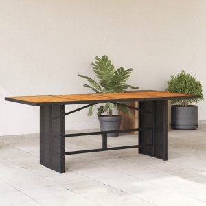 Garden Table with Acacia Wood Top 190x80x74 cm Poly Rattan