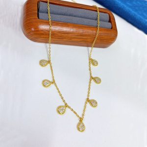 Full Diamond Water Drop Tassel Temperamental Clavicle Chain