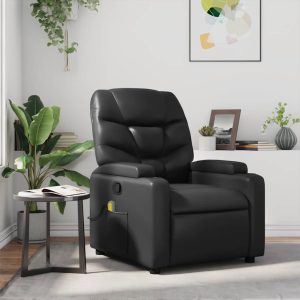 Massage Chair Black Faux Leather
