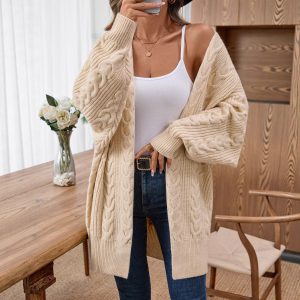 Retro Fashion Thick Loose Cable-knit Sweater