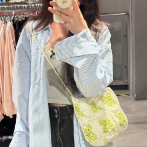 Handmade Crochet Cherry Blossom Romantic Style Handbag