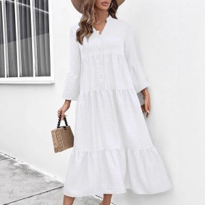 Multi-layer Pleated Loose Stitching Texture Dress