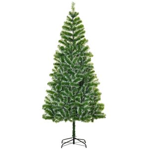 7FT Christmas Tree Artificial Classic Tree Holiday Indoor Decoration, With Mental Support 968 Tips, Green