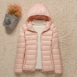 Thin Lightweight Short Type Hooded Slim Fit Down Cotton Jacket Coat
