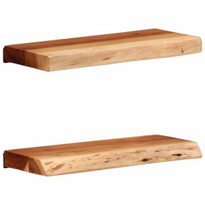 Wall Shelves 2 pcs 40x20x3.5 cm Solid Acacia Wood