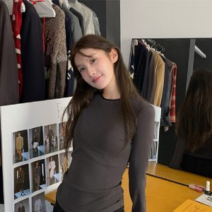 Round Neck Shoulder Wool Base Shirt Women