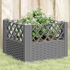 Planter with Ground Spikes Light Grey 43.5x43.5x43.5 cm PP
