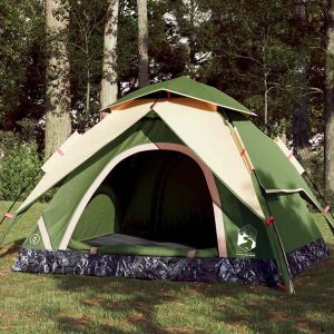 Dome Camping Tent 3 Persons Green Quick Release