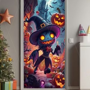 Halloween Face Plate Background Fabric Holiday Party Indoor And Outdoor Scene Decoration Banner Hanging Cloth