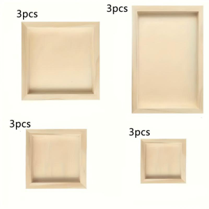 12 Square Wooden Canvas Panels With Pre-cut Holes And Reinforced Edges. Durable Natural Wood Board. Suitable For A Variety Of Paintings And DIY Crafts. Suitable For Artists And Beginners.