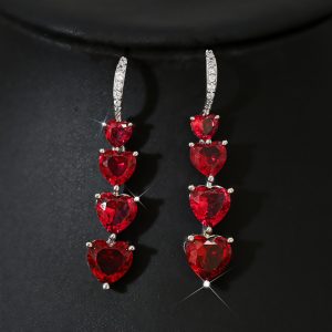 Niche Refined Zircon Love Heart Earrings Female