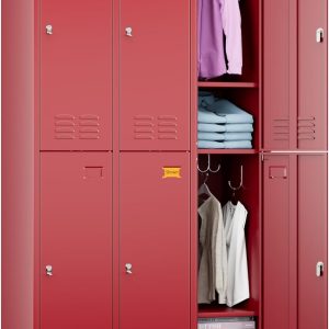 6 Doors Storage Locker Combination With 18 Hooks,Industries Double Tier Metal Locker For School Office Gym Home Employees Staff Sundries Room