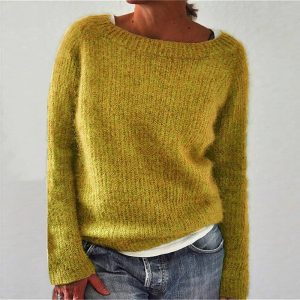 Women's Sweater Solid Color Static Version Basic Style Round Neck