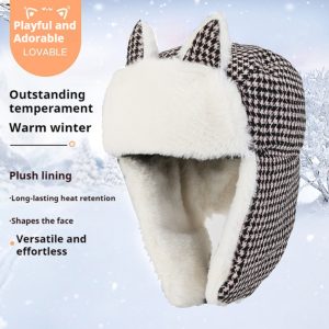 Cat Ears Ushanka Thickened Cold Protection Warm Cotton Hat