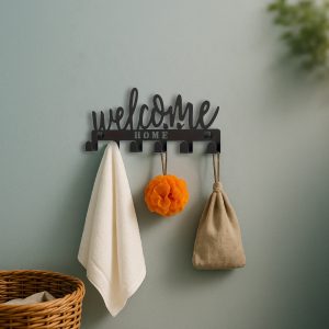 Elegant WELCOME Key Holder W 8 Hooks - Wall-Mounted Organizer For Entryway