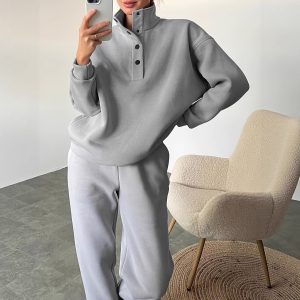 New Women's Fashion Button Collar Two-piece Set